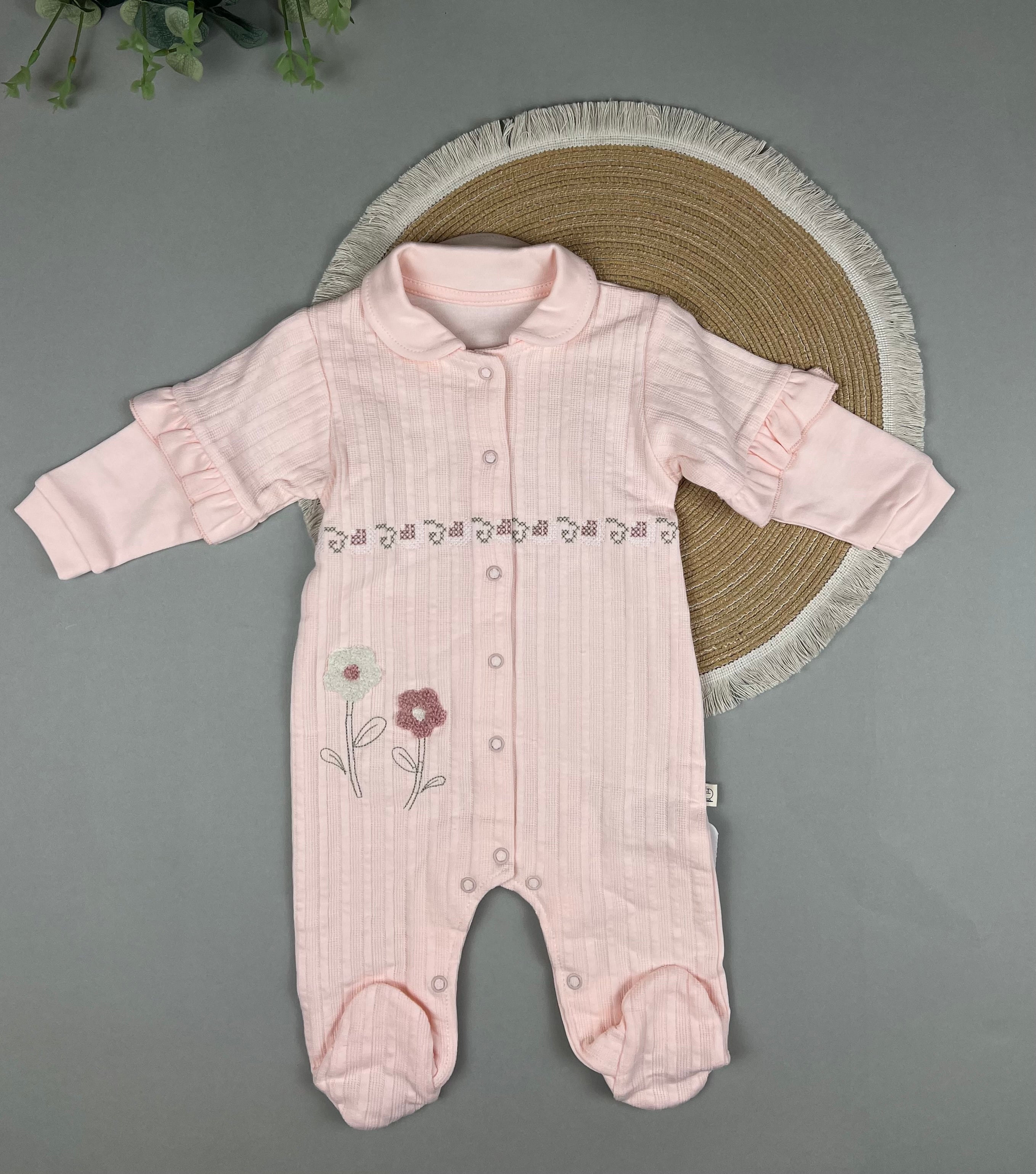 Cotton overall with flowers detail