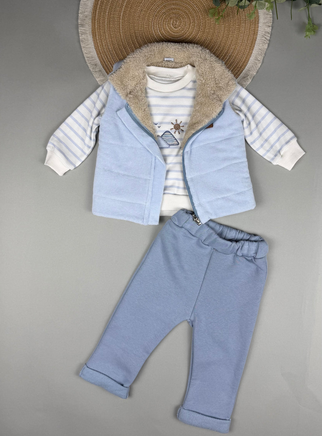 Cotton top with fleece top and pants