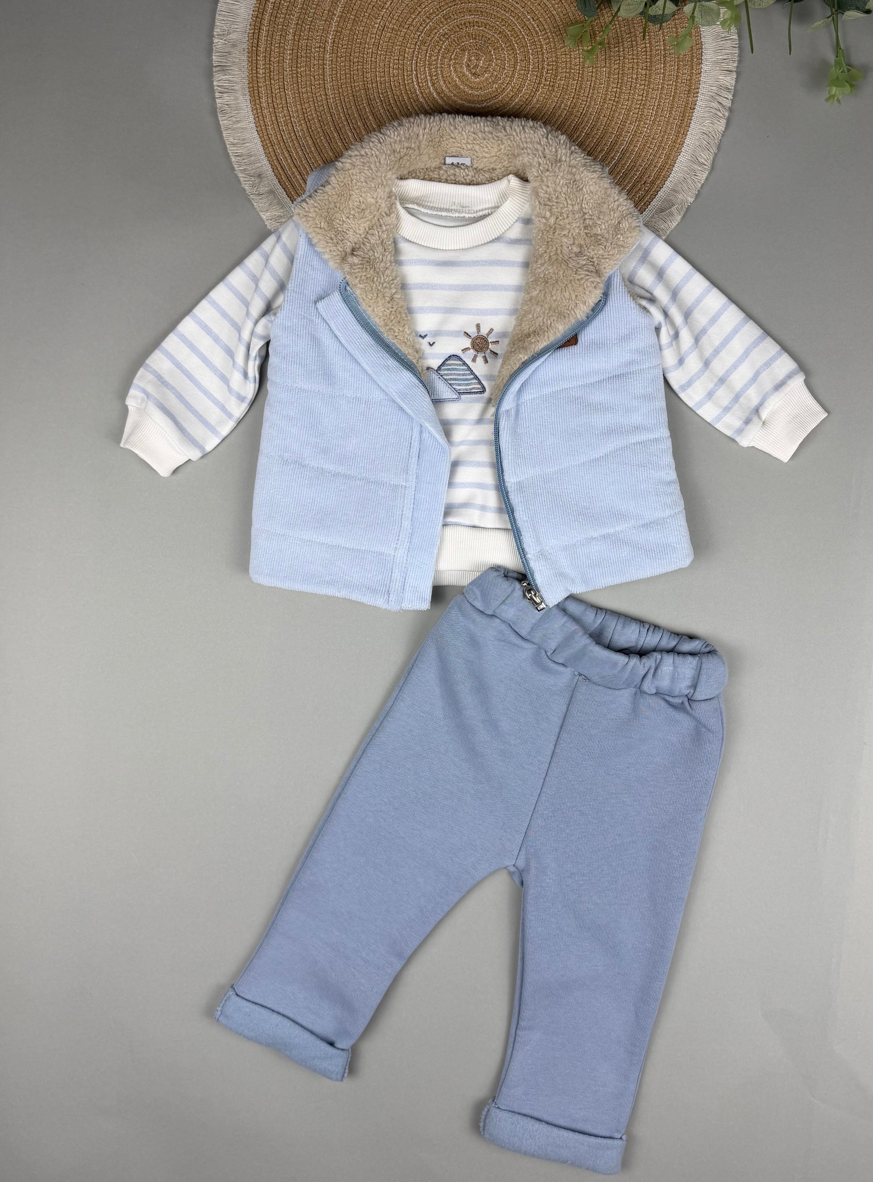 Cotton top with fleece top and pants