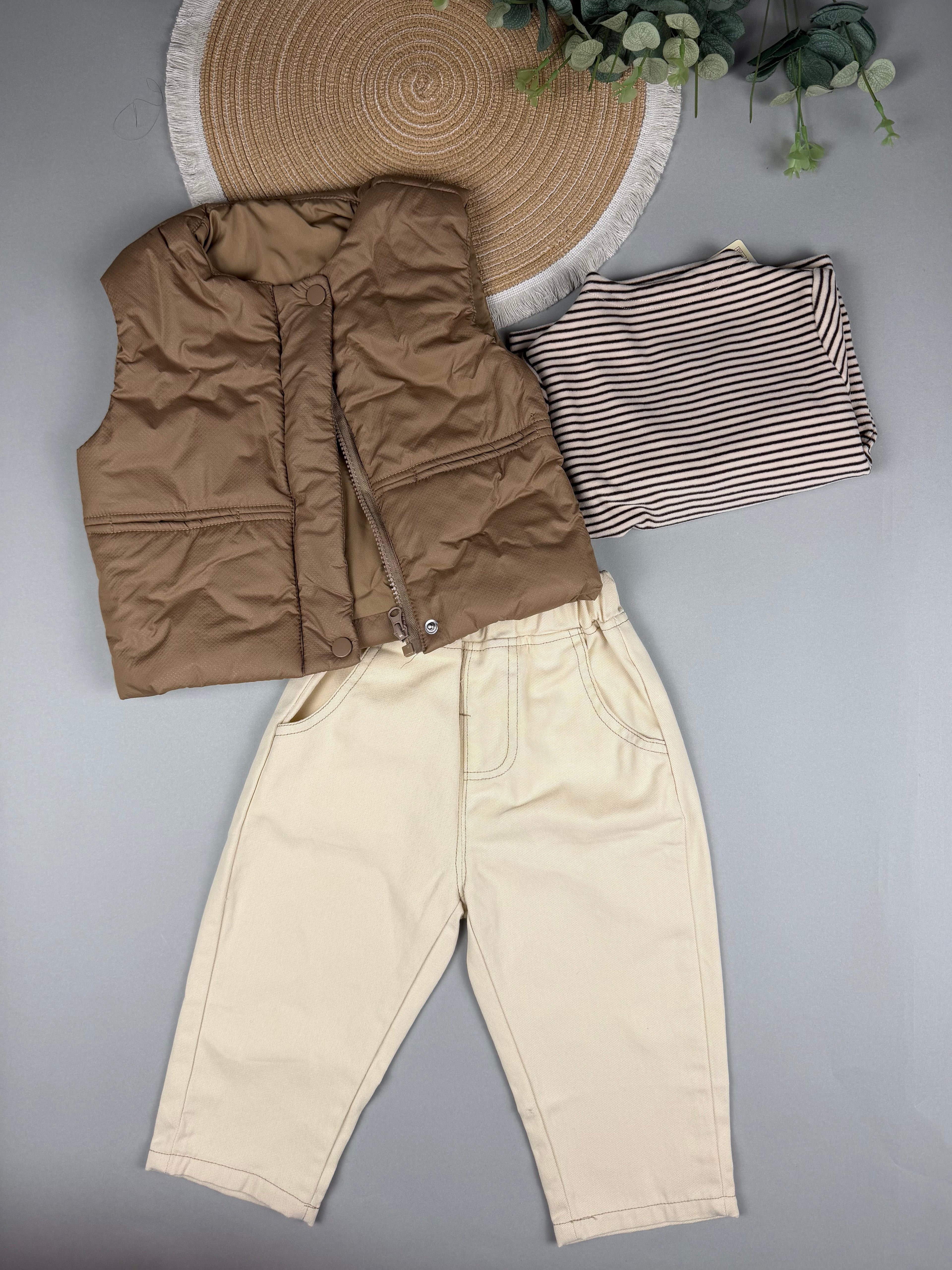 Three-piece fleece top with vest and pants