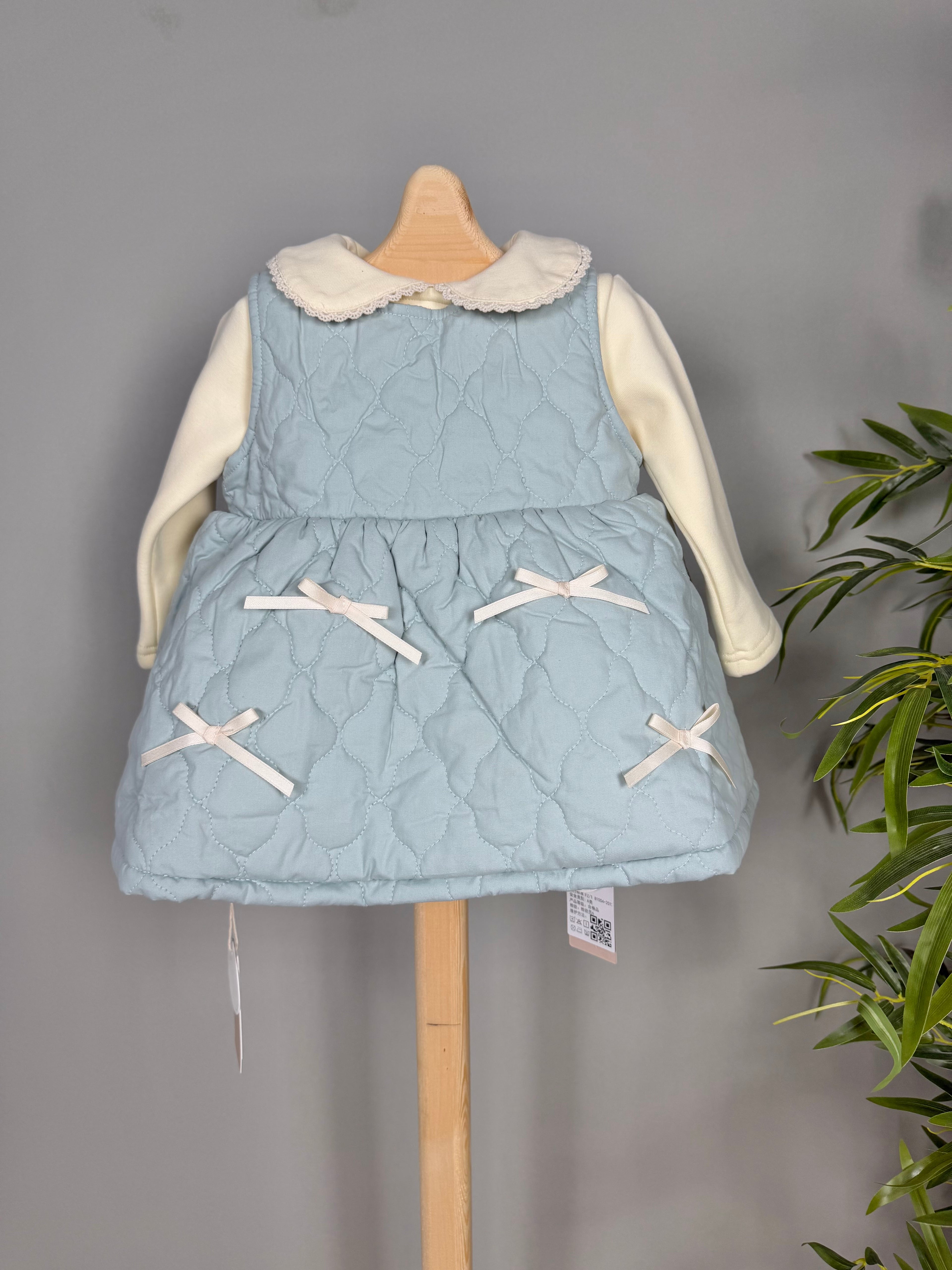 Soft padded baby dress with long sleeves fleece top