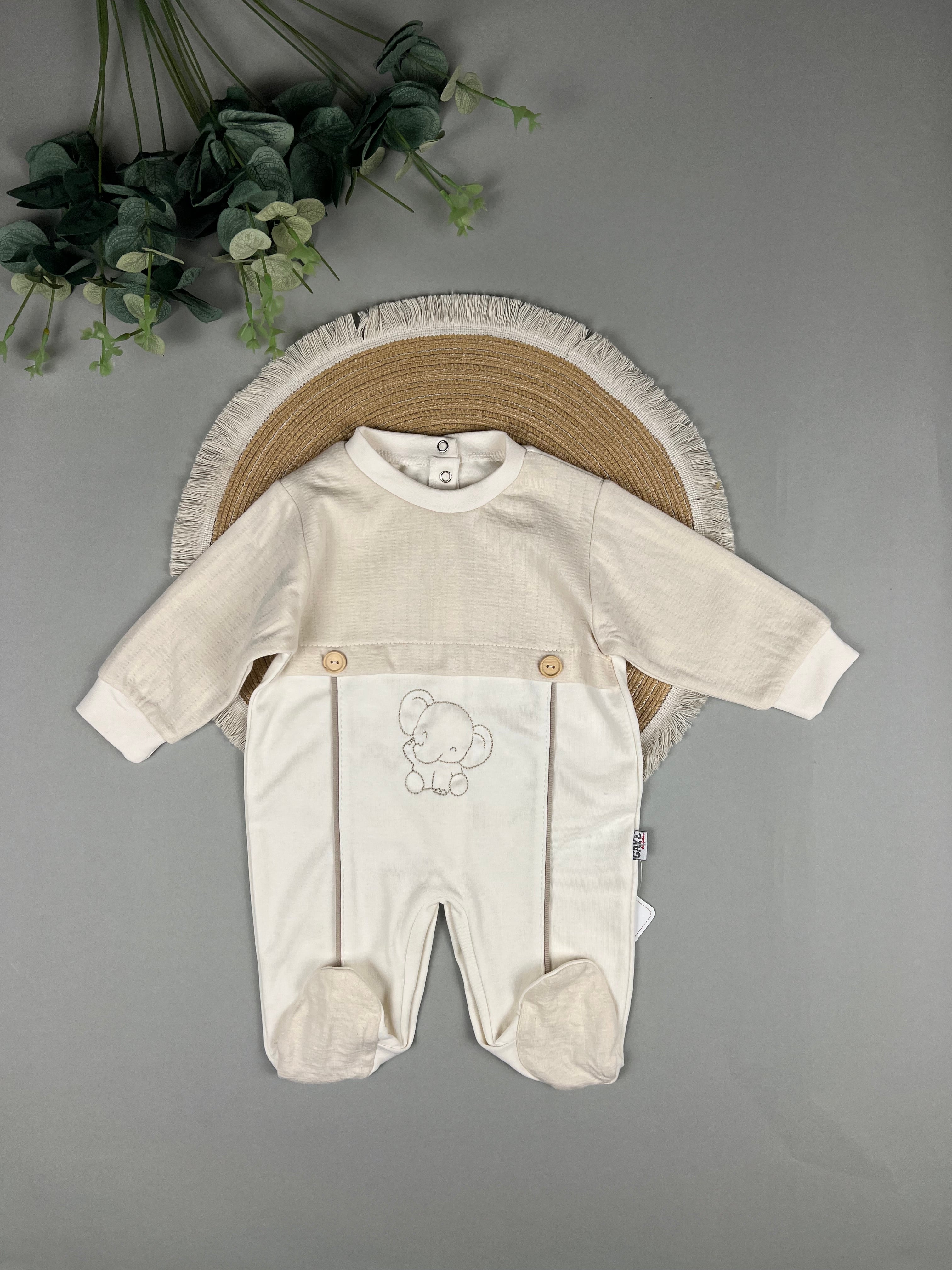 Baby Elephant Cotton Footed Sleepsuit