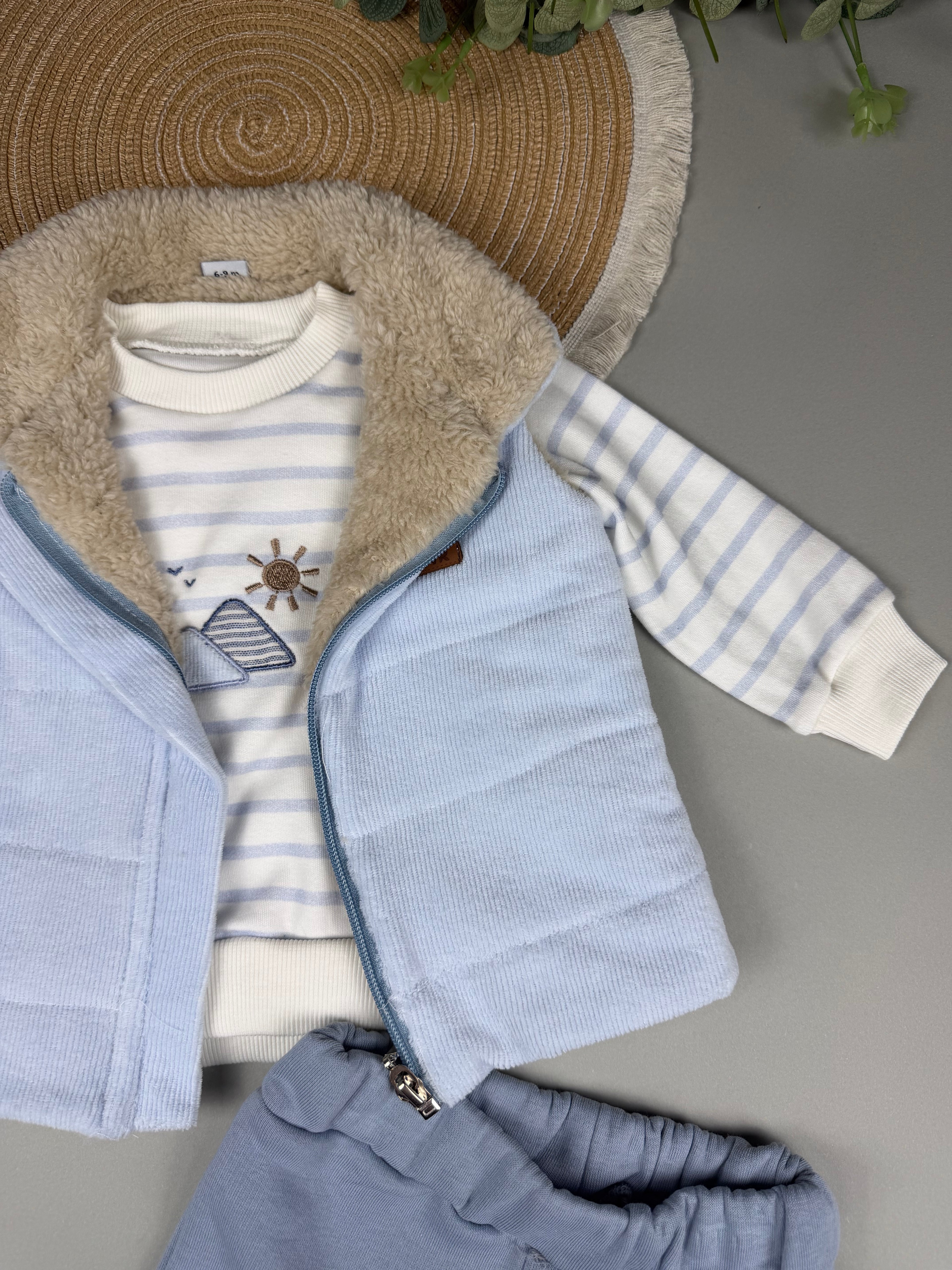 Cotton top with fleece top and pants