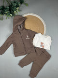 3-Piece Quilted Cotton Set – Sweet Bear (Jacket, Pants & T-Shirt)