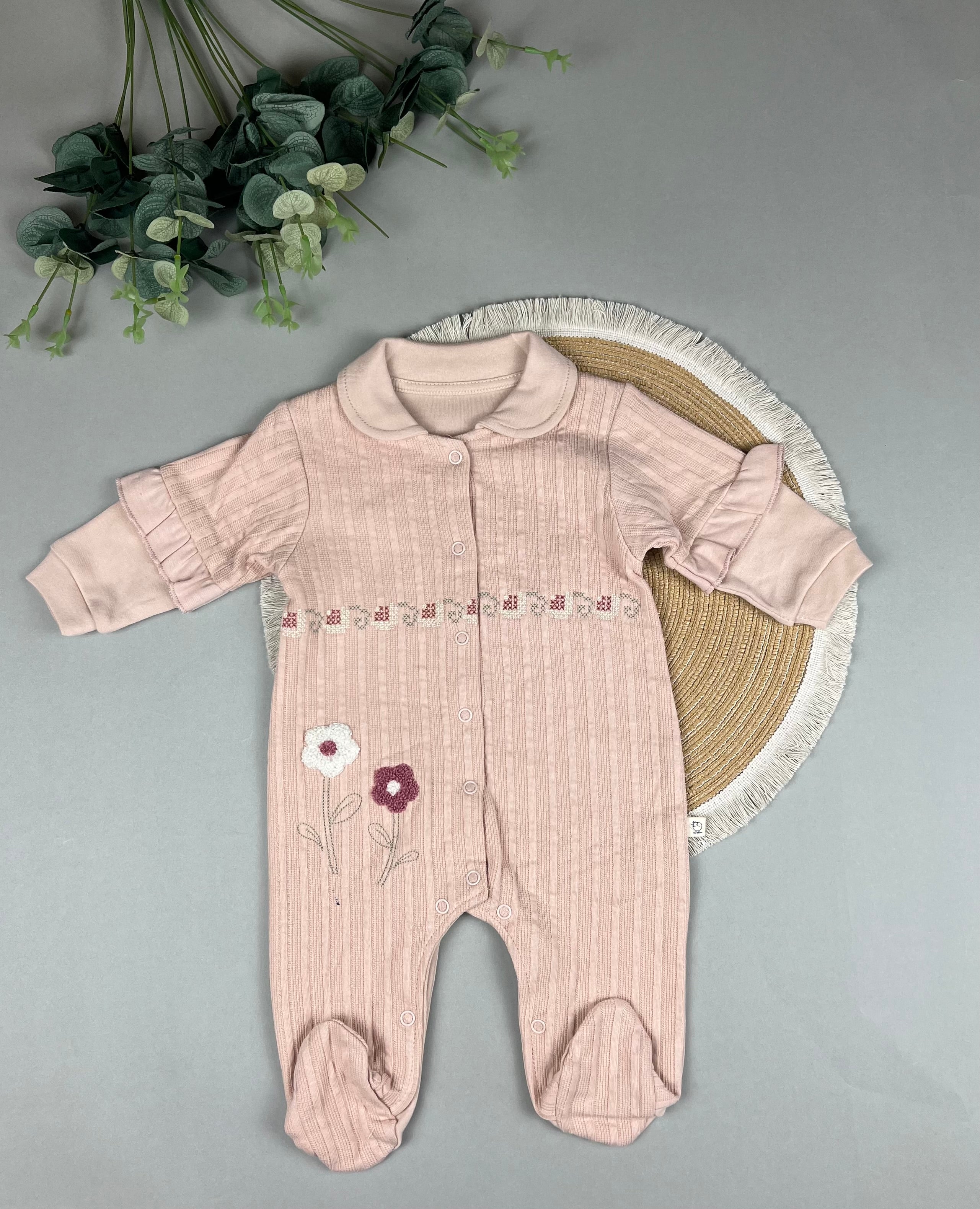 Cotton overall with flowers detail