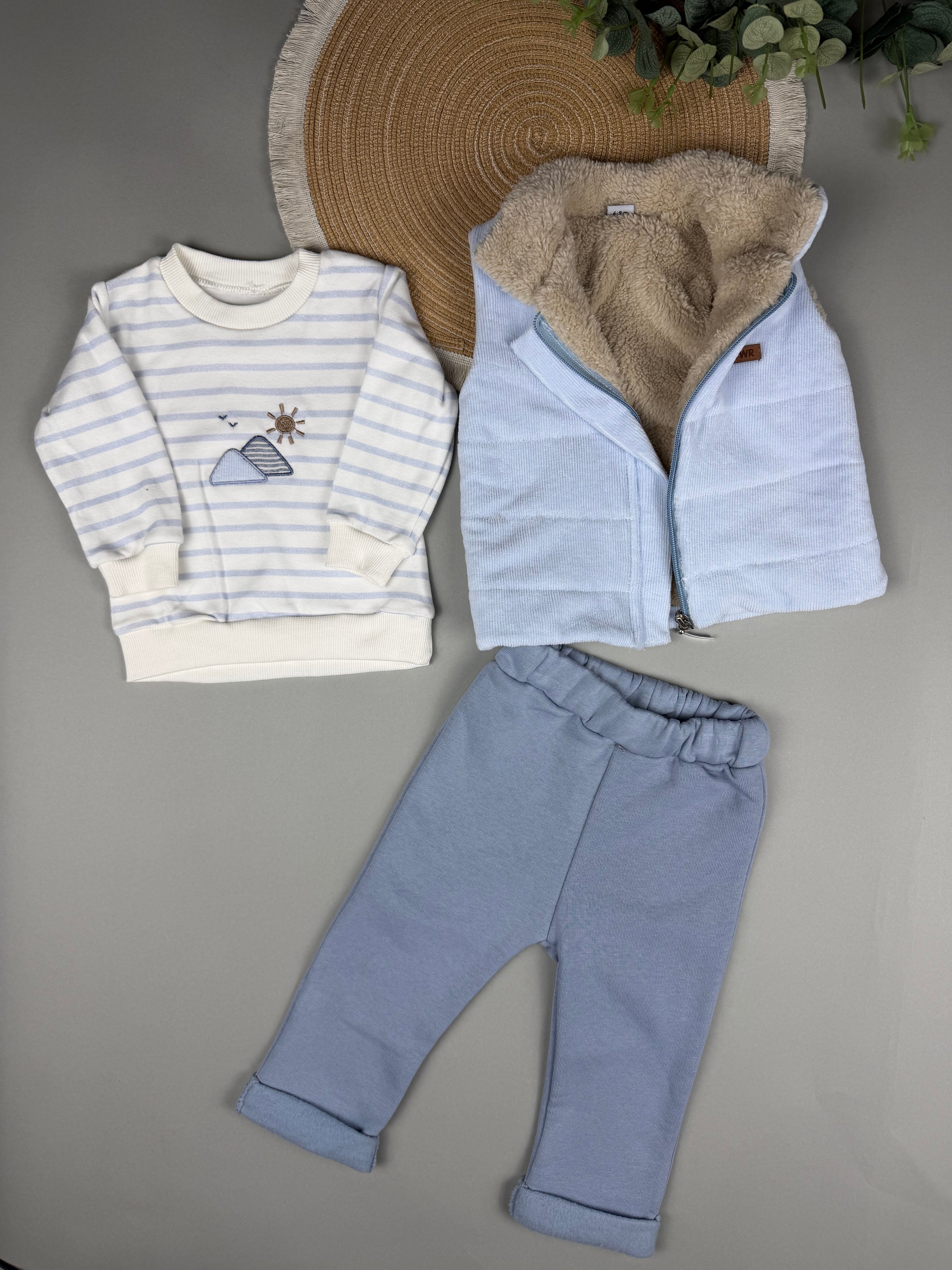 Cotton top with fleece top and pants