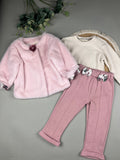 Fur jacket with cotton top and fleece pants