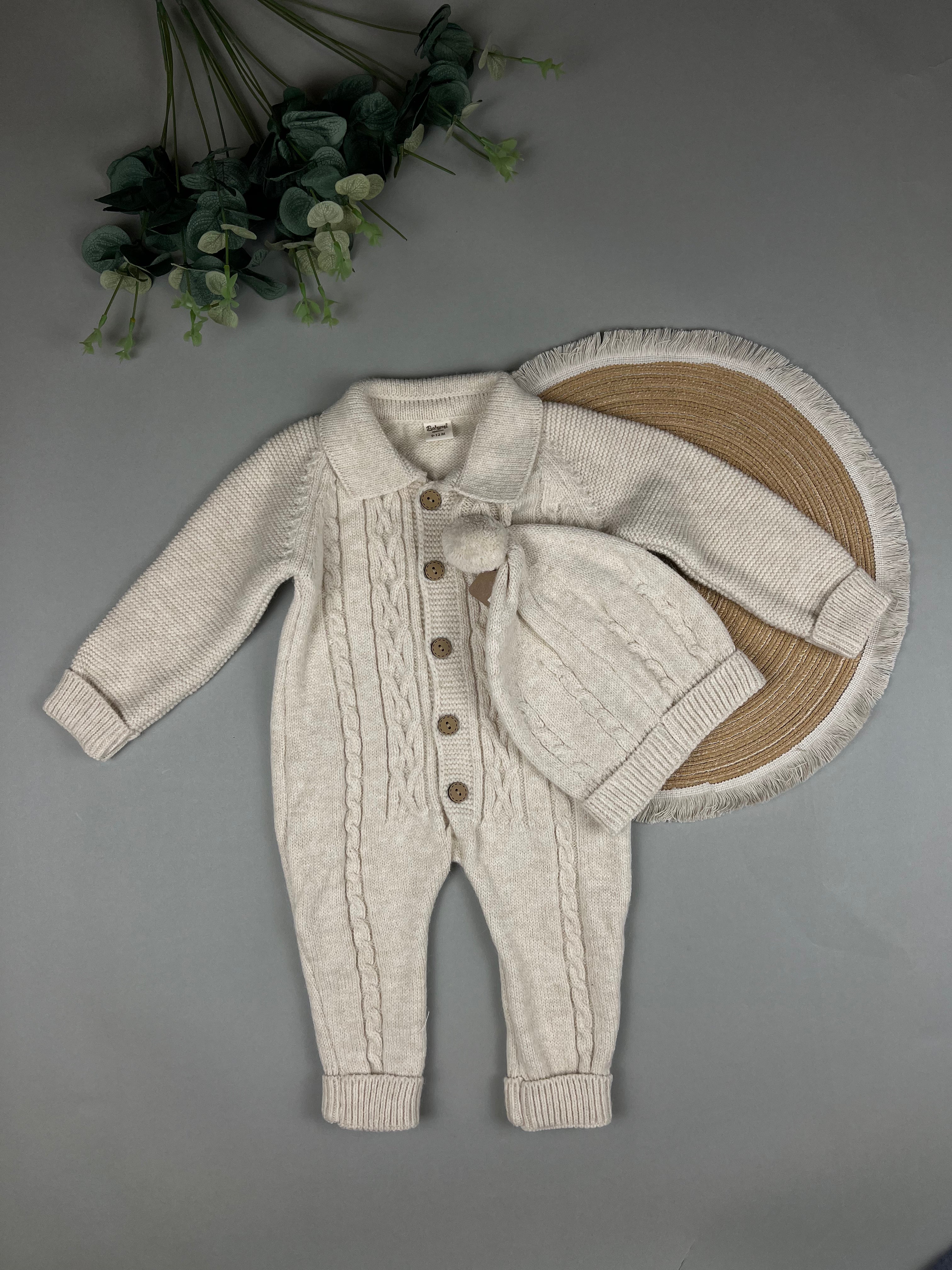 Knit overall with hat