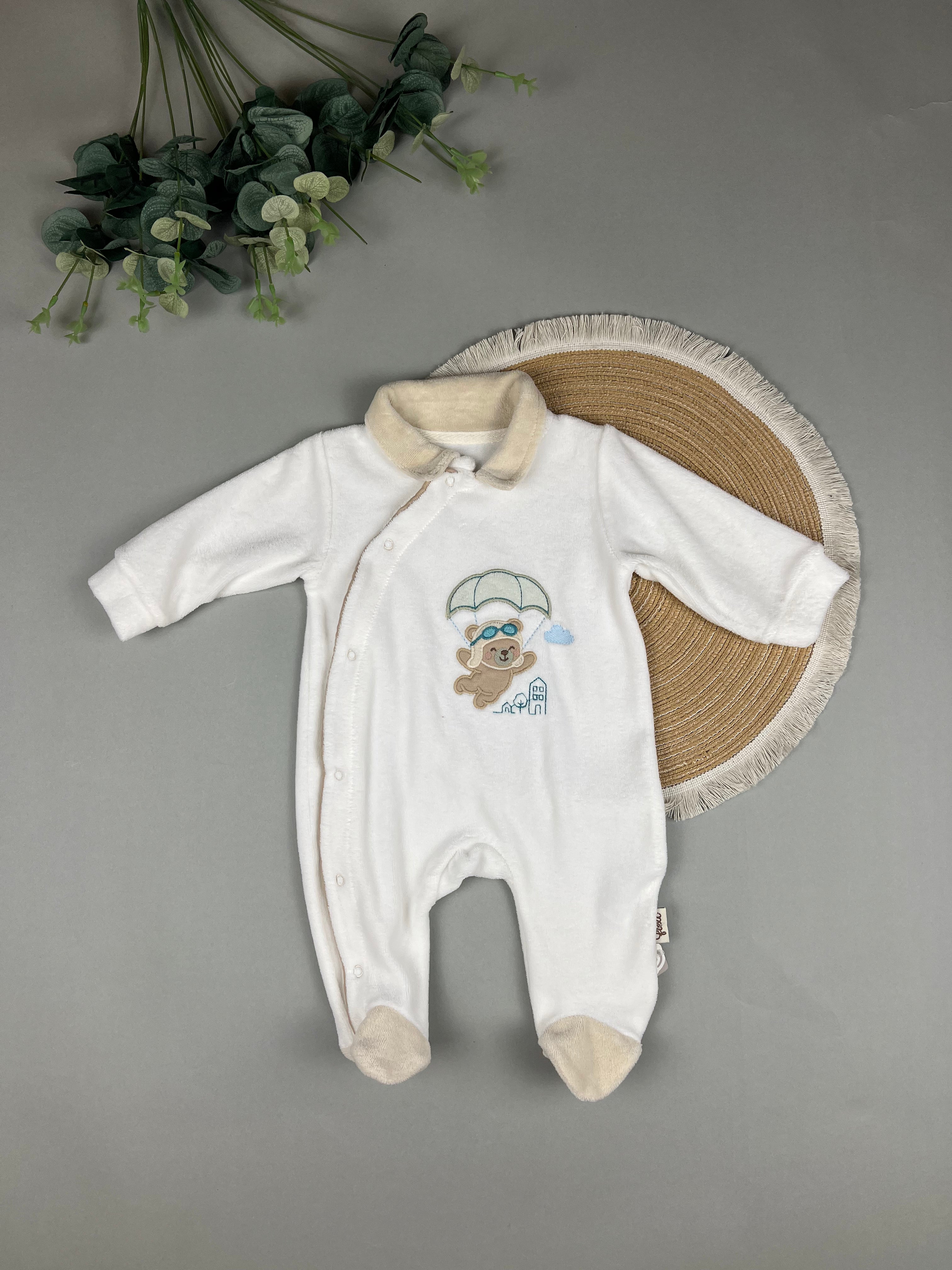 Velour overall with bear design